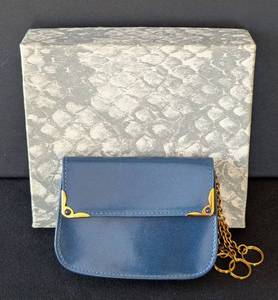 MB - Judith Leiber Blue Leather Coin Purse Made in Italy