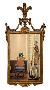 LR - Gilded Rococo Wall Mirror with Crest