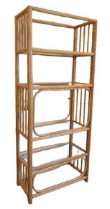 LR - Vintage Bamboo 4-Tier Bookshelf, Natural Finish