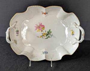 MB - Meissen Floral Pattern Tray with Handles