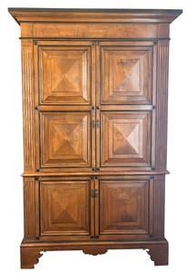 LR - Large Oak Cabinet - Diamond Panel Doors and Fluted Sides