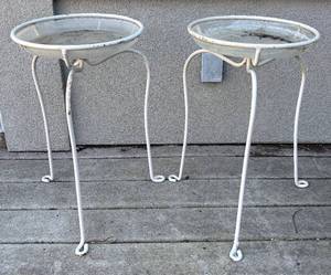 BY - Two White Planter Stands