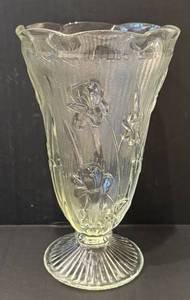 C4 - Vintage Jeanette Iris & Herringbone Footed Vase