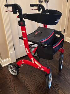 LR - Drive F-22 4-Wheel Walker with Seat Red Rollator Mobility Aid
