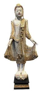 DR - Vintage Buddha Statue with Ornate Gilded Robe & Crackled Finish