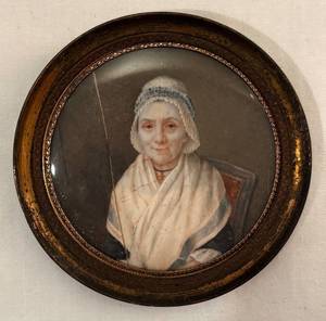 DR - Antique French Miniature Portrait Painting on Porcelain