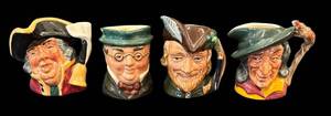 C6 - Royal Doulton Miniature Toby Mugs (Lot of 4) - Mr. Pickwick, Town Crier, Robin Hood, Pied Piper