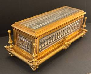 DR - French Gilt Jewelry Casket with Beveled Glass