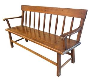 DR - Vintage Wooden Bench With Spindle Back