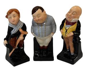 DR - Royal Doulton Dickens Figurines Trio - Tiny Tim, Fat Boy & Micawber