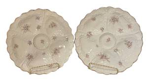 DR - Vintage Oyster Platters - Set of 2 Floral Design