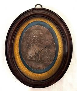 DR - Antique Oval Framed Relief Plaque
