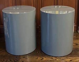 FR - Pair of Contemporary Gray Round Side Tables