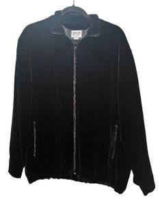 CC - Chicos Design Velvet Zip Jacket - Black, Size 2