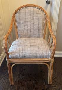 DR - O-Asian Designs Chair - Rattan Armchair With Beige Upholstery