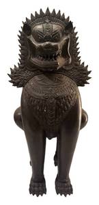 DR - Vintage Bronze Thai Temple Guardian Fu Dog Sculpture