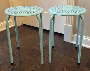 DR - Pair of Turquoise Metal Plant Stands