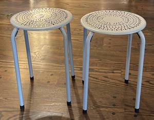 DR - Pair of Gray Metal Plant Stands