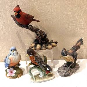 C4 - Four Bird Figurines by Lefton, Goto Originals, Andrea by Sadek and More