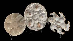 LR - Three Oyster Plates by Martin Limoges of France, Weimar and More