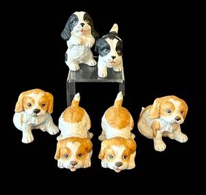 C1 - Six Ceramic Beagle Dog Figurines - Tallest 3 in