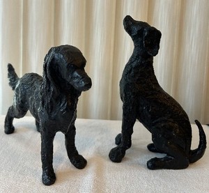 C1 - Black Cast Iron Dogs - Tallest 8 in (Lot of 2)