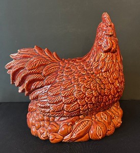 DR - Decorative Rooster Figurine - Ceramic, 11-Inch, Glossy Red