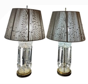 LR - Crystal Glass Table Lamps - Pair