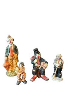 C3 - Flambro Miniature Collection Clown Figurines (Lot of 4) - 8 in Tall