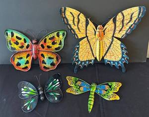 DR - Metal Butterflies & Dragonfly Wall Art (Lot of 4)