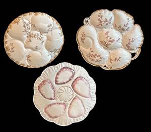 C3 - Set of Three Vintage Porcelain Oyster Plates