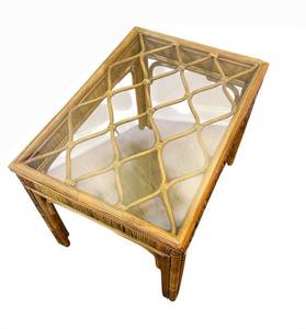 LR - Indonesian Rattan Coffee Table with Glass Top