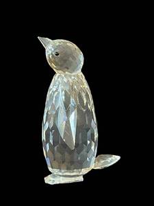 LR - Crystal Penguin Figurine - Faceted Clear Crystal Ornament
