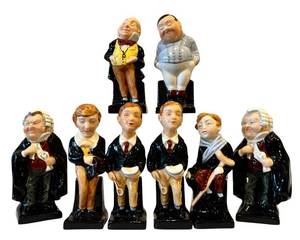 C2 - Set of 8 Royal Doulton Dickens Figurines including Royal Doulton David Copperfield Porcelain Figurine.