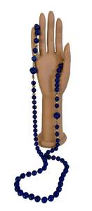 Lapis Lazuli Necklace - 34-Inch Bead Strand with Yellow-Gold Spacers & Shua Dragon Bead