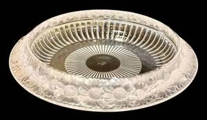 Lalique Marguerites Bowl - Art Deco Clear Crystal with Frosted Rim, 1930s