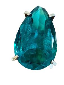 Sterling Silver Blue Apatite Ring - Teardrop Cut, Size 7.25