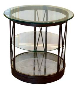 Three-Tier Glass Accent Table with Metal Frame
