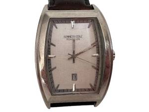 Kenneth Cole Reaction Wristwatch - Rectangular Stainless Steel Case & Leather Band
