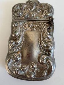 Antique Embossed Vesta Case - Repouss Floral Design