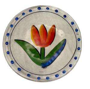 PTRY - Kosta Boda Tulipa Plate by Ulrica Hydman-Vallien - Hand-Painted