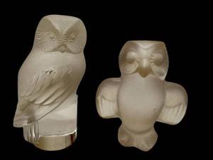 Lalique Chouette Owl Crystal Sculpture (3.5 in) - De Sevres Owl Crystal (3 in)