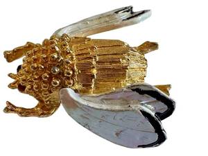BSK Vintage Fly Brooch - Gold-Tone with Rhinestones