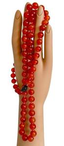 Carnelian Beaded Necklace - Vintage Hand-Knotted