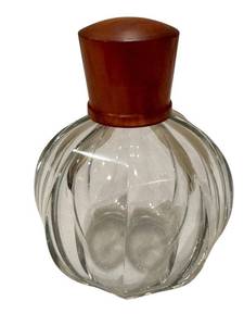 Baccarat Crystal Perfume Bottle - Vintage 5 in Tall, Amber Plastic Cap