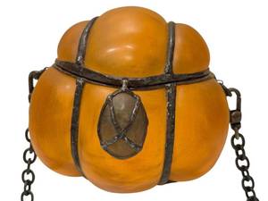 Maya Evangelista Pumpkin Resin Shoulder Bag - Amber Hard-Shell, Strap Drop