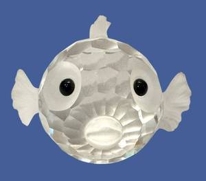 Swarovski South Sea Puffer Fish Crystal Figurine - 1.75 in x 2.75 in - Retired
