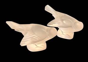 C5 - Lalique Crystal Birds Pair, France Label