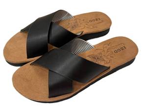 MB - IZOD Cross-Strap Sandals - Black, Size 7.5 US - New