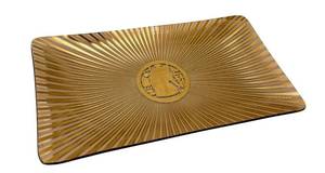 LR - Georges Briard Egyptian Sunburst Glass Tray 10.5 x 8in Vide-Poche (1957-1959)